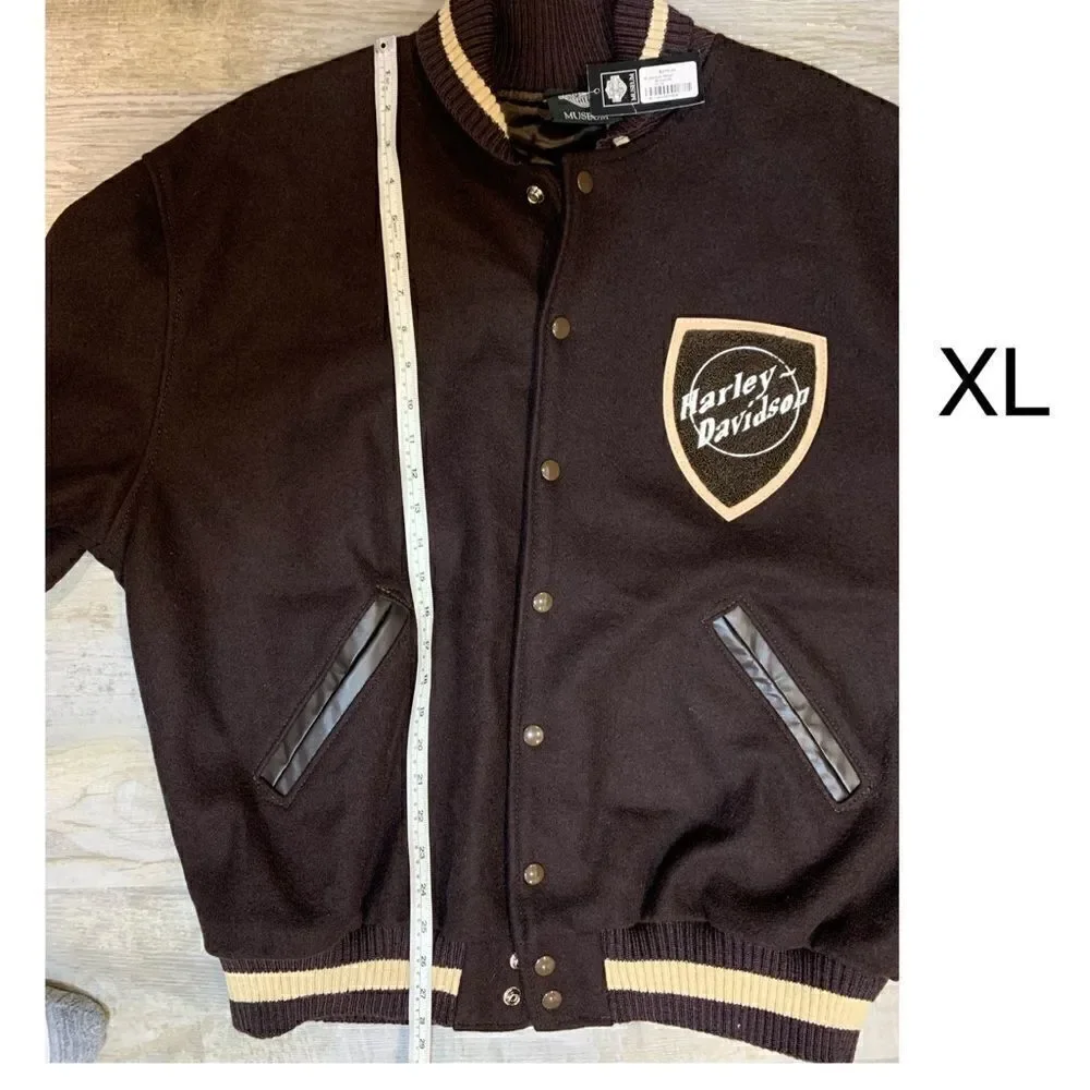 NWT Harley Davidson Museum Milwaukee brown wool varsity jacket